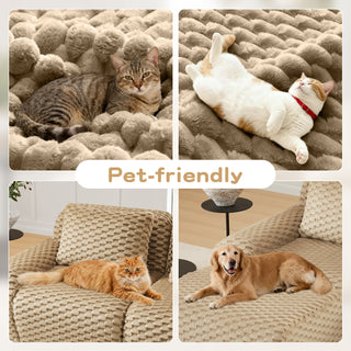 82" Light Camel Textured Flannelette Modular Sectional - No Assembly Boneless Cloud Couch