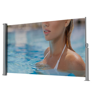 71'x138' Retractable Side Awning, Semi-transparent with UV printing,UPF50+, Ideal for blocking dust,sunshine and wind, Creating private space for garden,balcony and swimming pool.