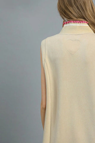 Umgee Frill Contrast Trim Sleeveless Mini Dress