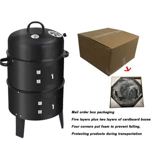 Outdoor double-layer grill, charcoal wood fired braising and smoking stove