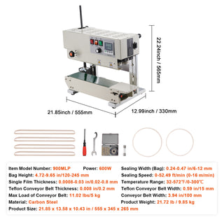 Continuous Bag Band Sealing Machine Vertical Band Sealer Carbon Steel