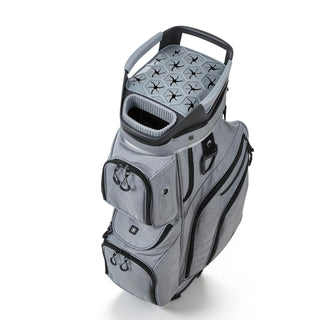 15-way golf cart bag with full-length dividers and rain hood in gray