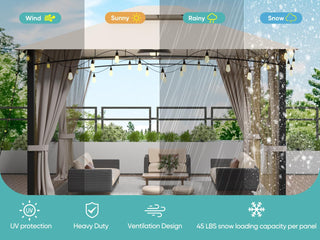 10x12 Softtop Metal Grill Gazebo with Mosquito Netting & Sunshade Curtains – Heavy-Duty Double Roof Canopy Tent for Patio, Garden, or Backyard | Galvanized Steel Frame