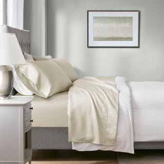 4-Piece King HeiQ Smart Temperature Cotton Blend Sheet Set, Ivory