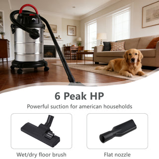 24859311Wet Dry Vac, 8 Gallon, 6 Peak HP, 3 in 1 Shop Vacuum with Blowing Function, Wet/Dry Vacuum to Clean Floor, Upholstery, Gap, Car, Black