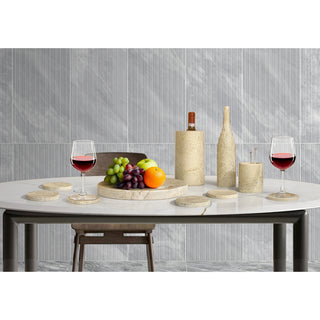 Luxury Natural Marble Dining Room Accessories Set, Genuine Marble, Glod Yellow Beige, 10 Piece Set