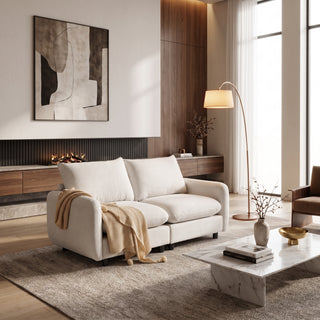 69-Inch 2-Seat Modular Sofa, White Sand Fabric