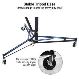 Drywall Lift 11FT, Drywall Lifter Panel Jack, 150LBS Heavy Duty Sheetrock Hoist with 360° Adjustable Telescopic Arm & Wheels (Black)