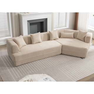 [VIDEO PROVIDED][ New And Upgraded Extended Edition]Modular sofa , modern minimalist style sofa,  upholstered ,  free combination, round fiber fabric, anti-wrinkle fabric,Dimension extension,Brown