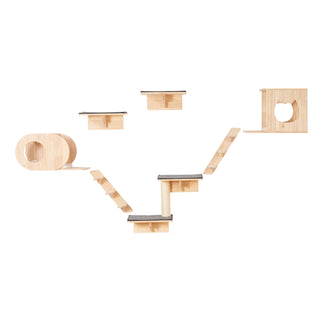Wall Mounted Cat Shelves, Cat Wall Shelves and Perches with Jumping Boards,  Cat Beds, Hammocks & Cat Tree, Cat Furniture and Shelves up to 40 lbs for Sleeping, Playing, Climbing, Set of 7