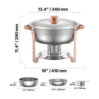 5 Qt 4-pack round chafing dish buffet set rose gold, view 4