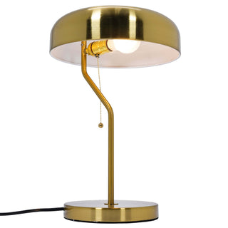 European Modern Bedside Nightstand Table Lamp | Gold Finish with White Inner & Soft Glow