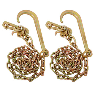 2PCS 5/16" x 6' G70 Tow Chain with J Hook, RTJ Cluster & Grab Hook, 4700 lbs WLL Heavy Duty Transport Chain for Car Recovery & Towing