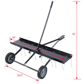 40-Inch Tow Behind Lawn Sweeper | Dethatcher, Landscape Rake & Lawn Tractor Rake