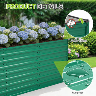 93.7' x 31.5' x 32.3' Raised Garden Bed Kit, 32' Ergonomic Height No Bending Metal Planter Box, Open-Ended Base for Drainage, 8 Reinforcing Rods, Rustproof Steel – Easy Assembly