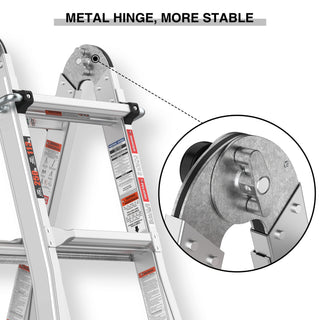 Multi-Position Foldable Aluminum Ladder, A-Frame and Straight Ladder, Grey, 17ft, 250lbs Capacity