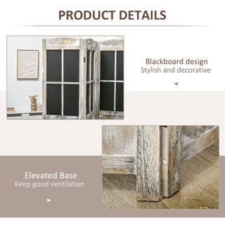 HOMCOM 4-Panel Room Divider – 5.6' Tall Farmhouse Style Folding Privacy Screen with Black Boards, Hinged Freestanding Partition Wall for Home & Office, Natural Wood