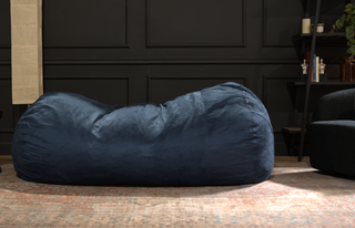 Jasper Traditional 8 Foot Cylindrical Suede Bean Bag | MASSIVE Blue Luxury Lounger | Adult & Family Seating, Ultimate Comfort Suede Ottoman | Living Room & Home Theater
