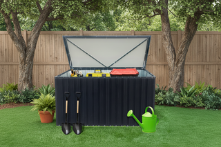   Best Outdoor Metal Storage Box Medium - Heavy-Duty Waterproof Deck Boxes and Patio Trunks