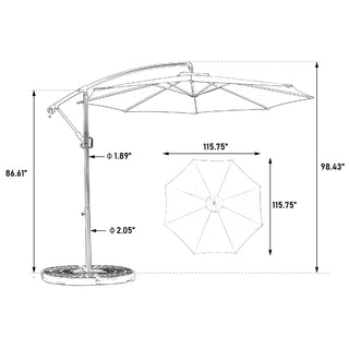  Best Choice Products 10ft Offset Hanging Market Patio Umbrella with Easy Tilt Adjustment, Polyester Shade, 8 Ribs for Backyard, Poolside - Khaki