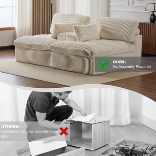 Oversized Double Chaise Lounge - Luxury Cloud Sofa Bed, White