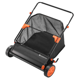 30 inch Push Lawn Sweeper with Hopper Bag, Black