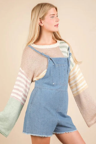 VERY J Mineral Washed Denim Casual Romper