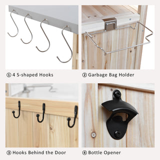 K&K 40.5" Outdoor Grill Cart – Solid Wood Rolling Kitchen Cart with Stainless Steel Top, Drop Leaf, Drawer, Towel Rack & Lockable Wheels for Patio, Lawn & Garden