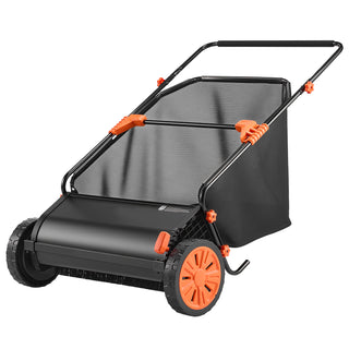 26 inch Push Lawn Sweeper with Hopper Bag, Black