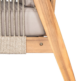 Outdoor Acacia Wood and Rope Patio Chair with Cushions (Set of 2)