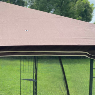 13x10 Outdoor Patio Gazebo Canopy Tent with Ventilated Double Roof & Detachable Mosquito Net – Brown Top Garden Shelter for Lawn, Backyard, Deck, or Patio