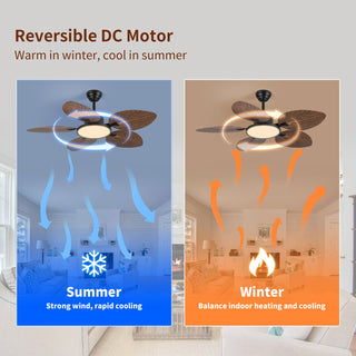 52inch Tropical Palm Leaf Ceiling Fan with Lights & Remote Control