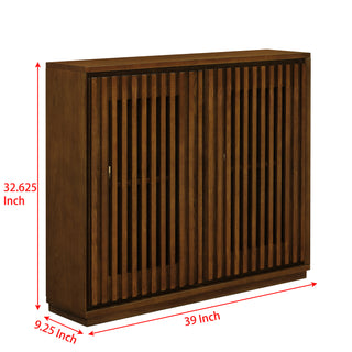Mid-Century Modern Fluted Sideboard Cabinet with Storage & Outlet Holes – Walnut Buffet for Living Room, Kitchen & Entryway