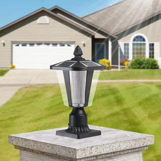 15" Solar Powered Outdoor Lantern - Modern LED Garden Path Light for Walkways, Yards, and Driveways - Waterproof Industrial Grade Landscape Lighting - High-Efficiency Solar Sconce for Exterior Decor (1-Pack)