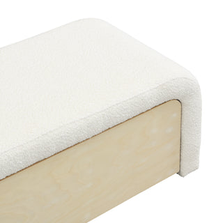 White upholstered boucle storage ottoman, view 11