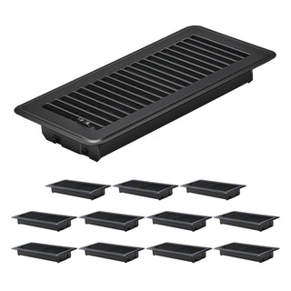 Floor Registers 4 x 10 Inch 12-Pack Iron Floor Vents for HVAC Vent Grilles Black
