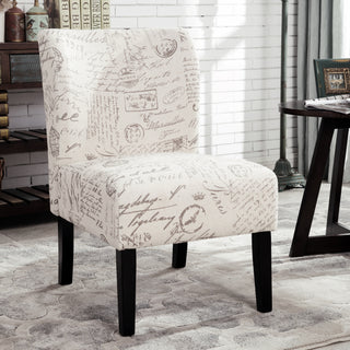 Capa English Letter Print Fabric Armless Contemporary Accent Chair