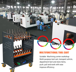 Grey CNC Tool Cart | CAT40 & BT40 Tool Holder Trolley (35 Capacity)