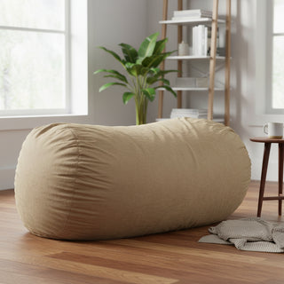 Jasper Traditional 8 Foot Cylindrical Suede Bean Bag | MASSIVE Microfiber Lounger for Adults | Tuscany Color