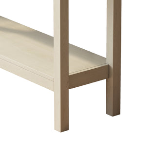 Farmhouse Style Console Table with 2 Drawers and Bottom Storage Shelf – Rustic Side Table for Entryway, Living Room, and Hallway