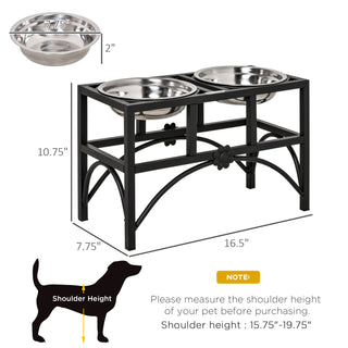 Double Stainless Steel Heavy Duty Dog Food Bowl Elevated Pet Feeding Station