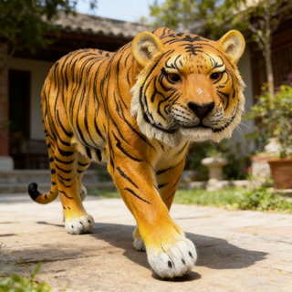 15.75' H x 33.46' L x 7.87' W Simulated Tiger Resin Garden Statue, Indoor & Outdoor Decorative Ornament, Lawn & Courtyard Art Craft, Unique Gift for Home & Yard