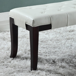Linon Tufted Bench, Faux Leather, White