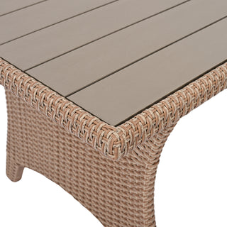 TOPMAX 6-Piece Outdoor Rattan Wicker Set Patio Garden Backyard Sofa, Chair, Stools and Table, Natural