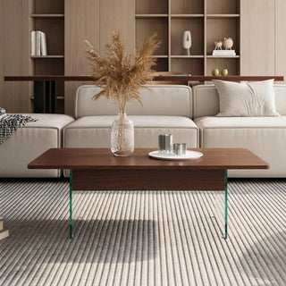 Multifunctional Lift Top Coffee Table with Tempered Glass Legs – Modern Dark Wood Grain Center Table for Living Room & Office