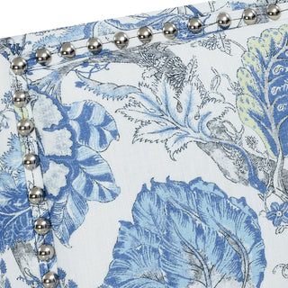 Botanical Print Accent Chair with Nailhead Trim, Blue Floral