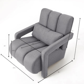 Modern Upholstered accent chair, Comfortable Linen Fabric with a pillow for Living room,bedroom.Linen, Dark Grey