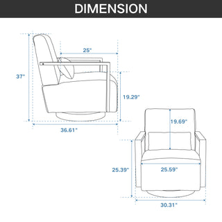 30.3"W Swivel Modern Upholstered Accent Chair with Solid Wood Armrests and 360 Degree Comfy Lounge Reading Chair, Side Armchair for Hotel, Bedroom, Living Room, Office, and Nursery Room. Beige