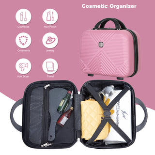 2Piece Luggage Sets ABS Lightweight Suitcase , Spinner Wheels,  (20/14)PINK