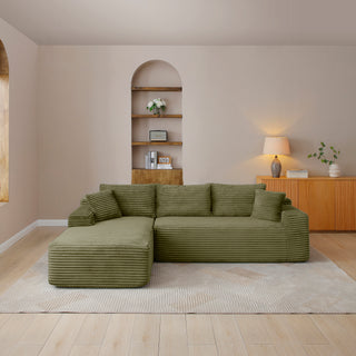 105'' Modular Sectional Sofa, Cloud Sectional Couch with Deep Seat, Modern Modular L-Shape Sofa Couch with Chaise,Upholstered Couches for Living Room Bedroom,No Assembly, (GREEN)